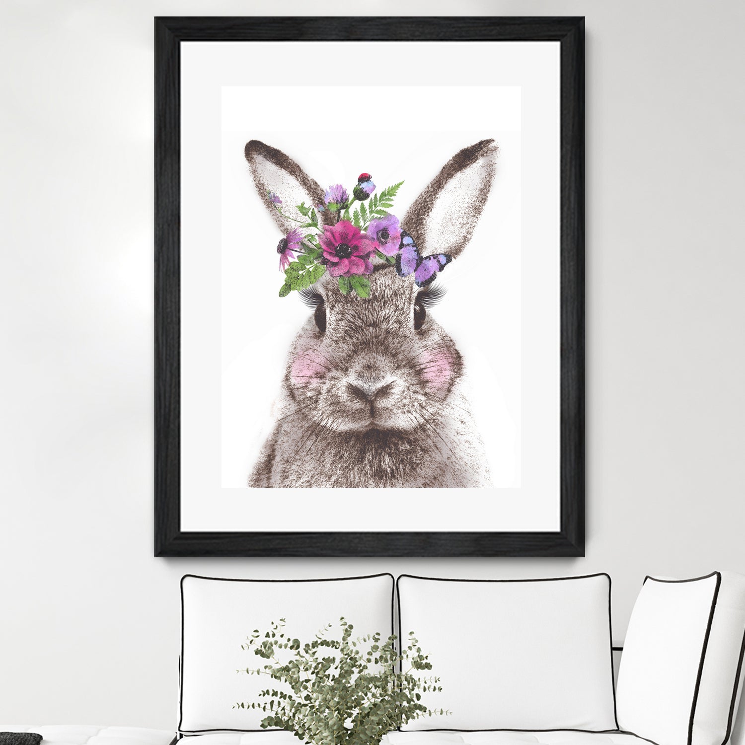 Bunny with flowers by Two Lips on GIANT ART - brown digital drawing