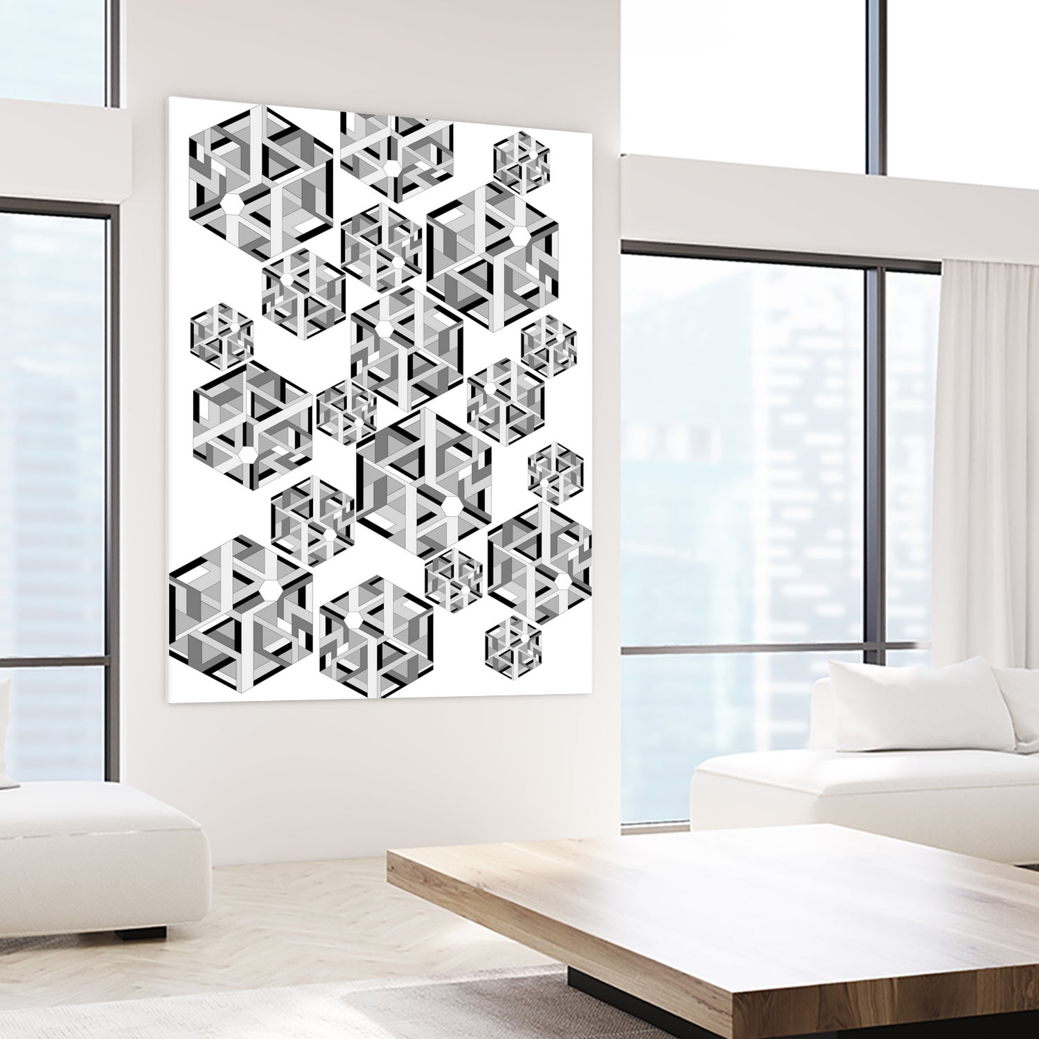 Hexagon by Emi Dimitrova on GIANT ART - white digital drawing