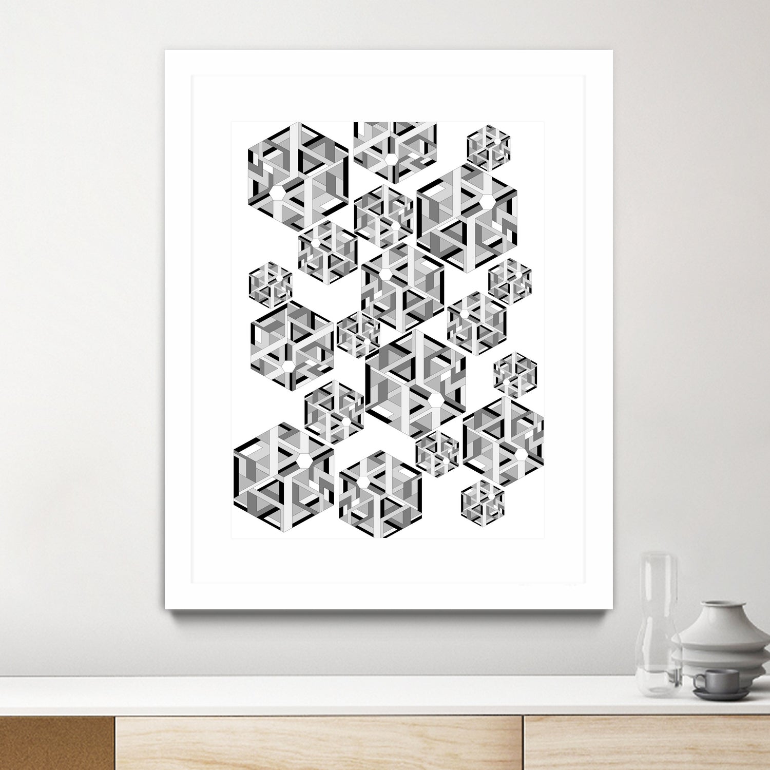 Hexagon by Emi Dimitrova on GIANT ART - white digital drawing