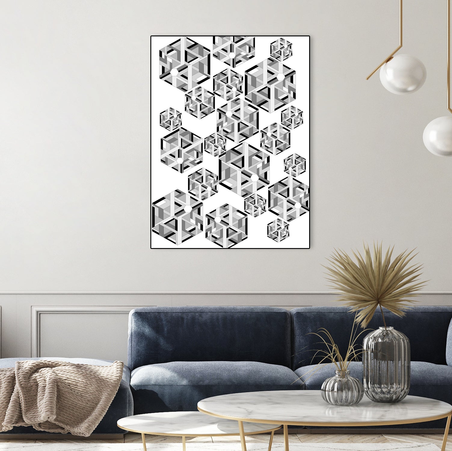 Hexagon by Emi Dimitrova on GIANT ART - white digital drawing