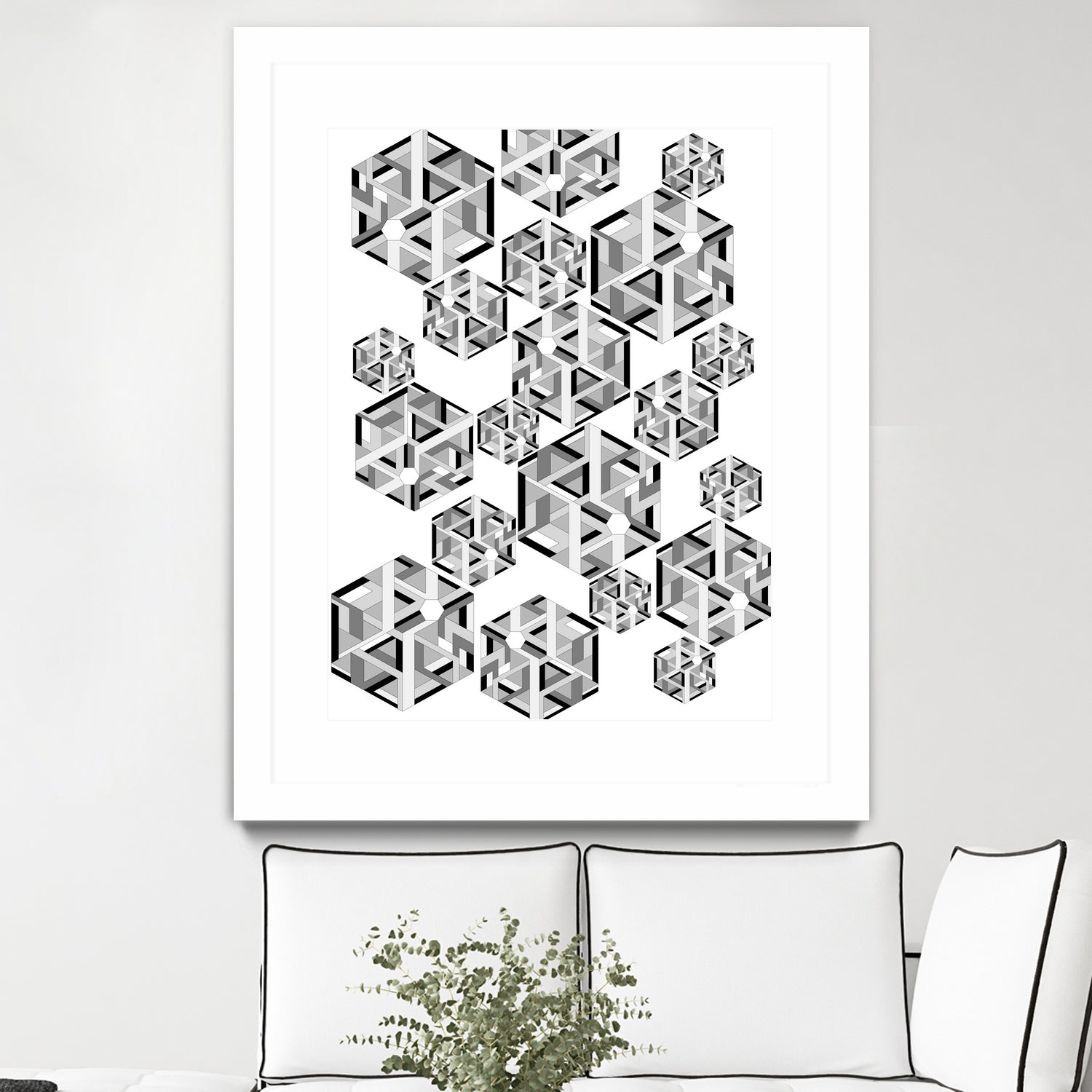 Hexagon by Emi Dimitrova on GIANT ART - white digital drawing