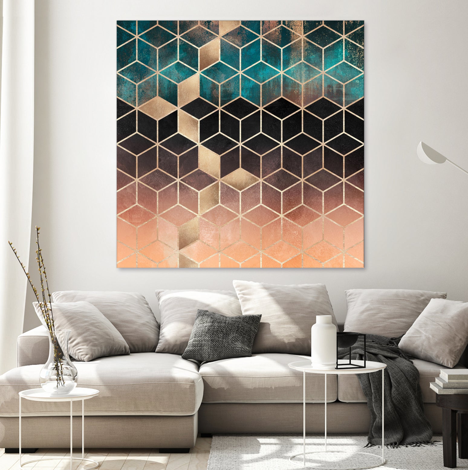 Ombre Dream Cubes by Elisabeth Fredriksson on GIANT ART - orange digital painting