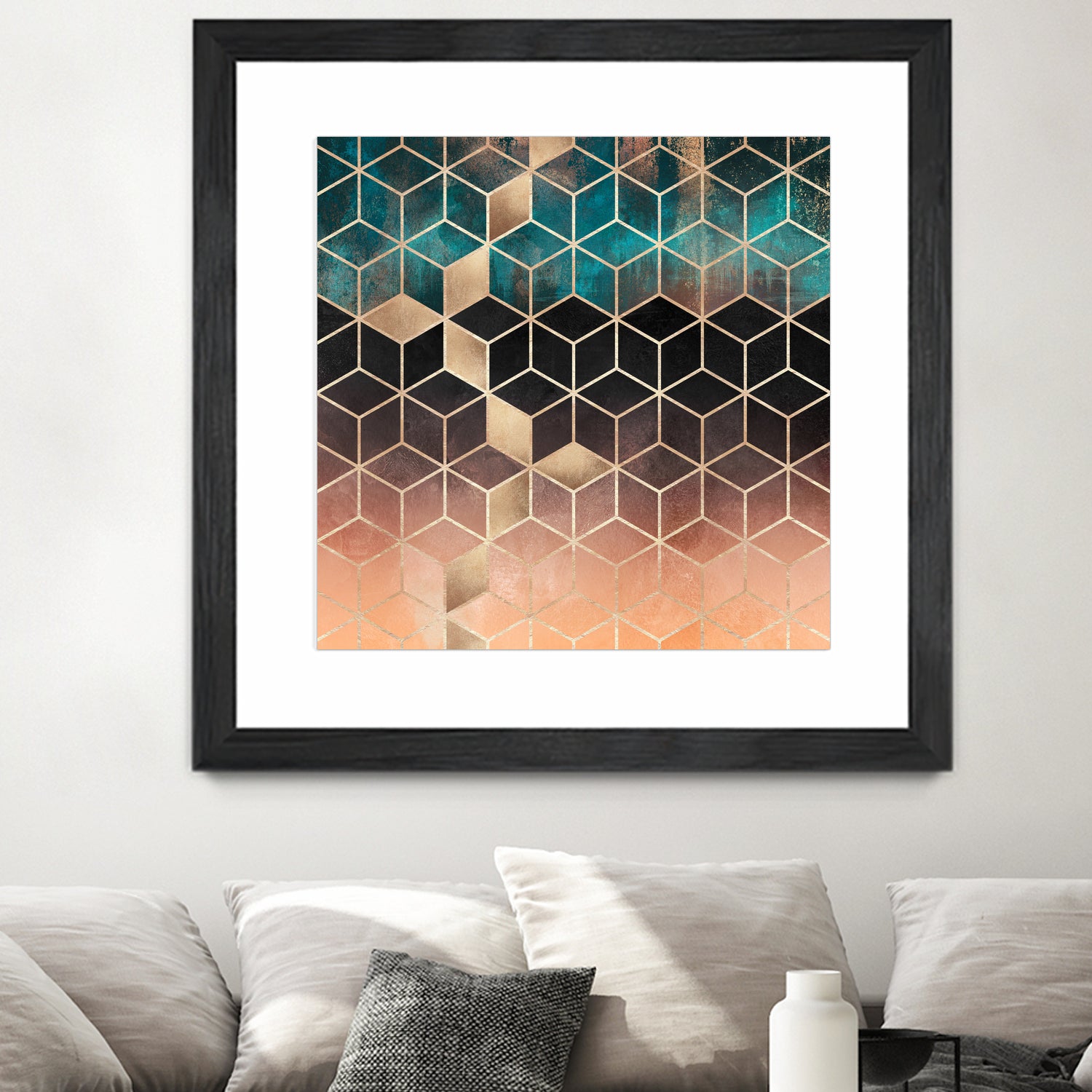 Ombre Dream Cubes by Elisabeth Fredriksson on GIANT ART - orange digital painting