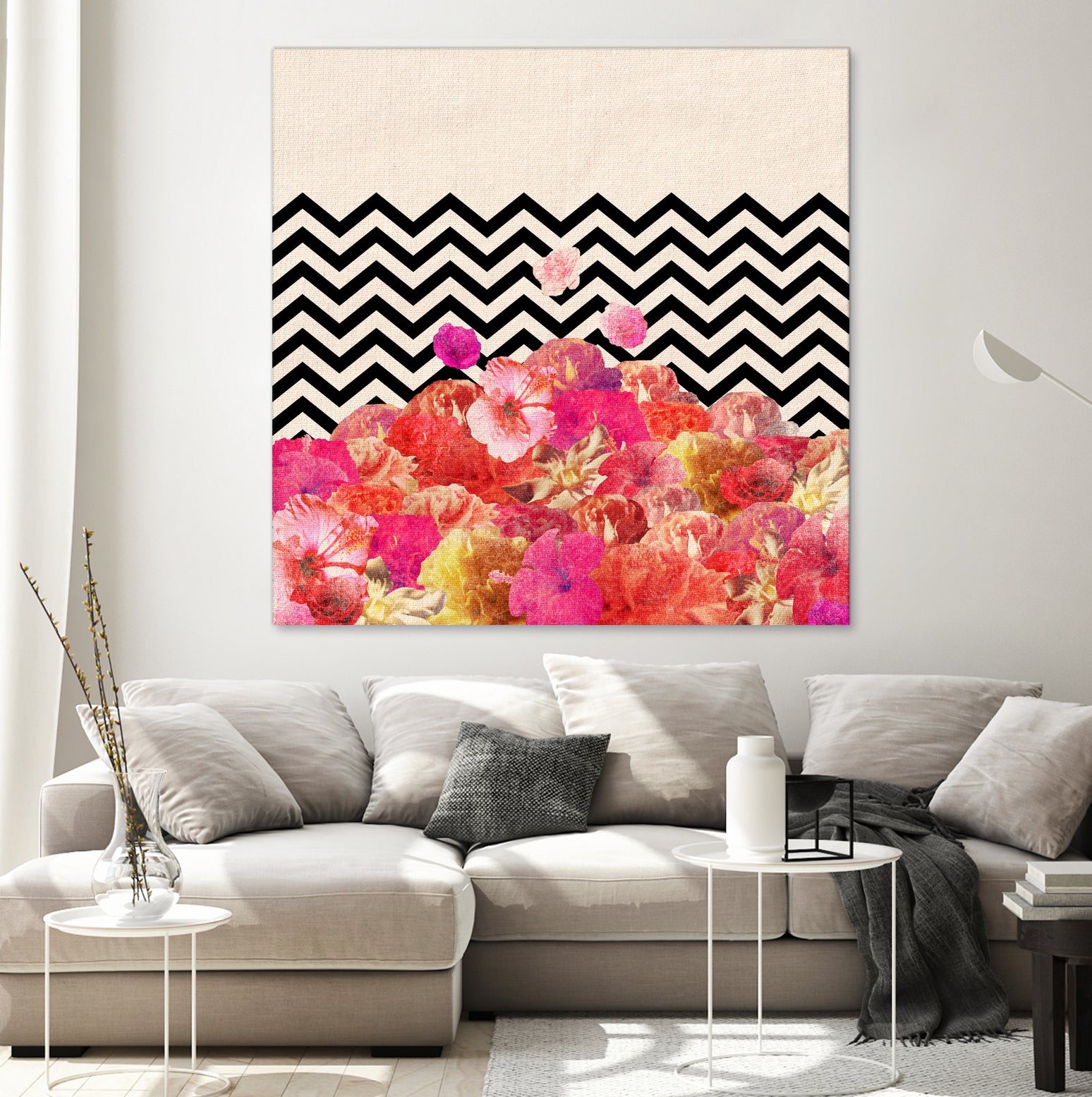 Chevron Flora II by Bianca Green on GIANT ART - red photo illustration