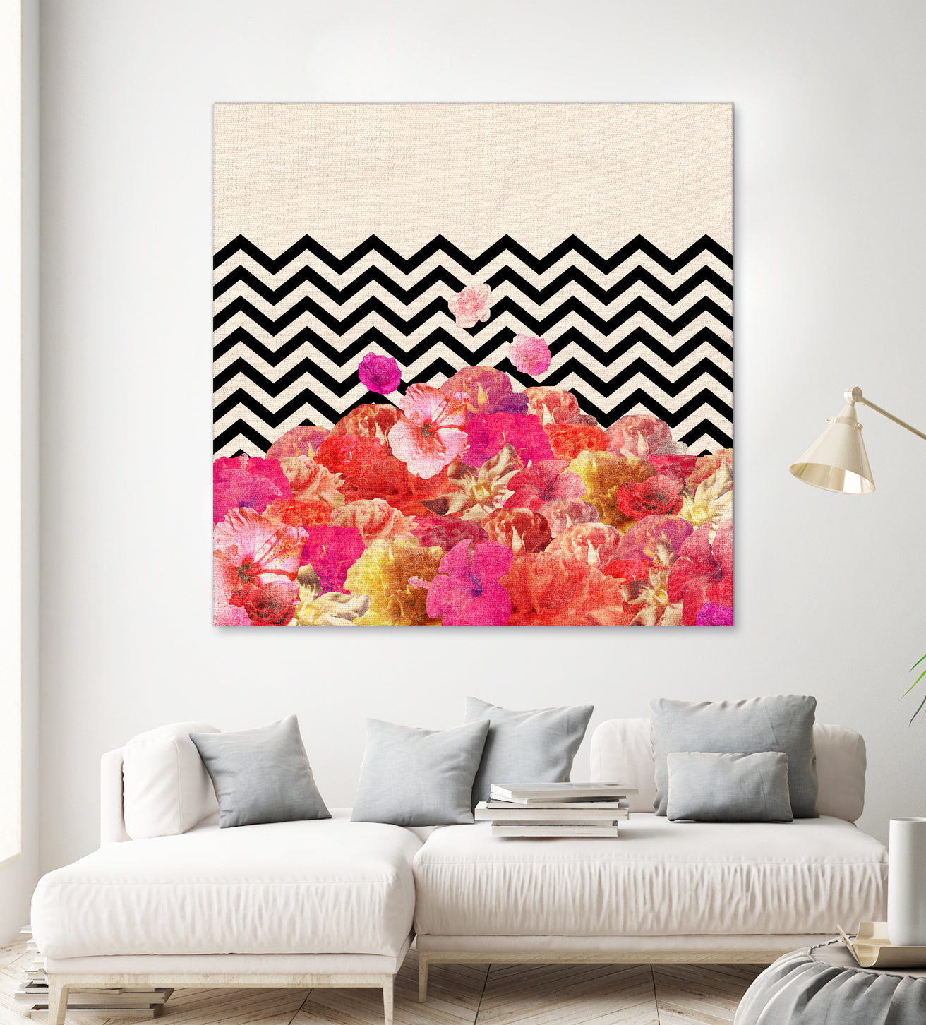 Chevron Flora II by Bianca Green on GIANT ART - red photo illustration