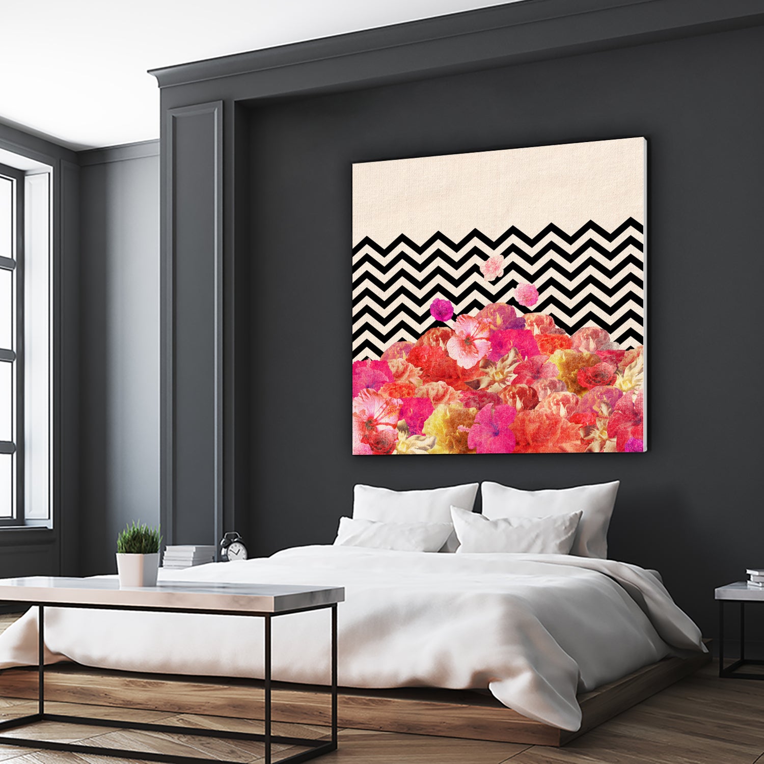 Chevron Flora II by Bianca Green on GIANT ART - red photo illustration