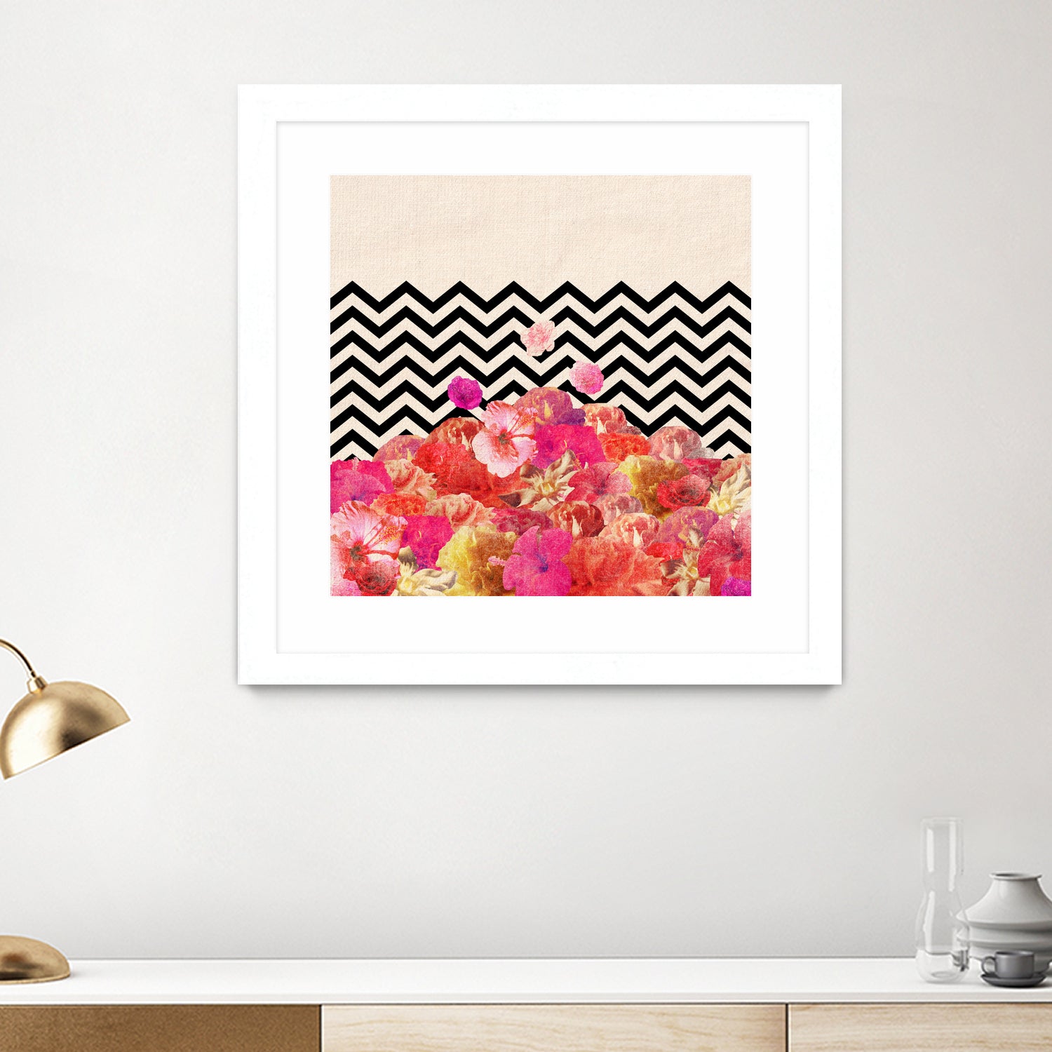 Chevron Flora II by Bianca Green on GIANT ART - red photo illustration