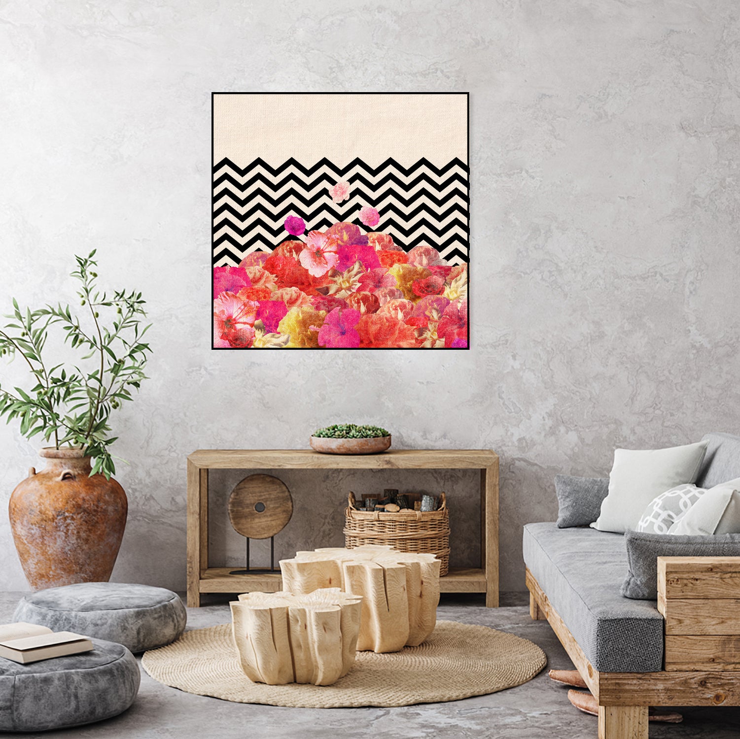 Chevron Flora II by Bianca Green on GIANT ART - red photo illustration