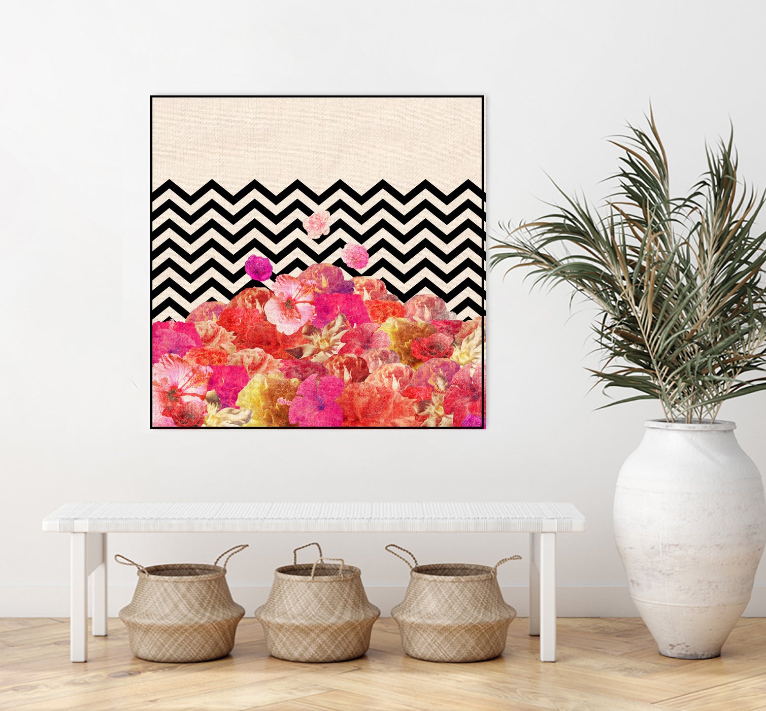 Chevron Flora II by Bianca Green on GIANT ART - red photo illustration