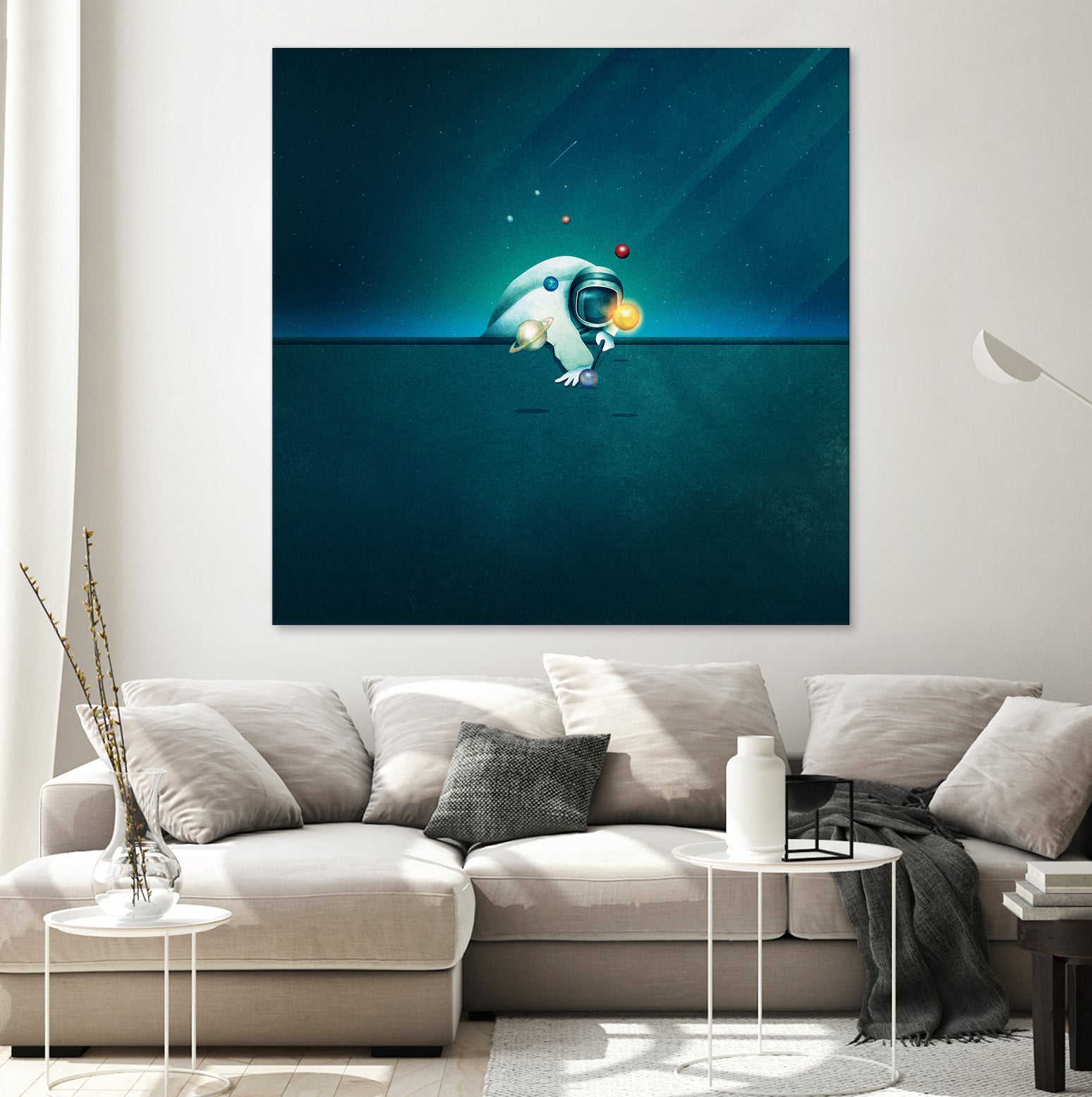 Astronaut Billards by Romina Lutz on GIANT ART - green digital painting