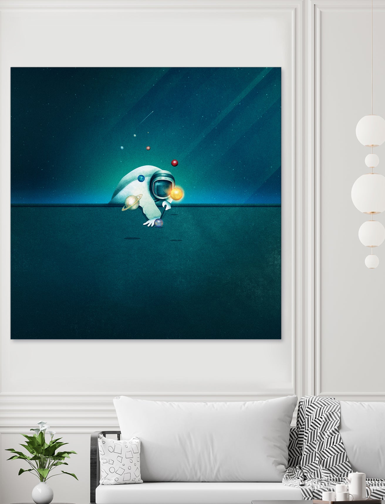 Astronaut Billards by Romina Lutz on GIANT ART - green digital painting