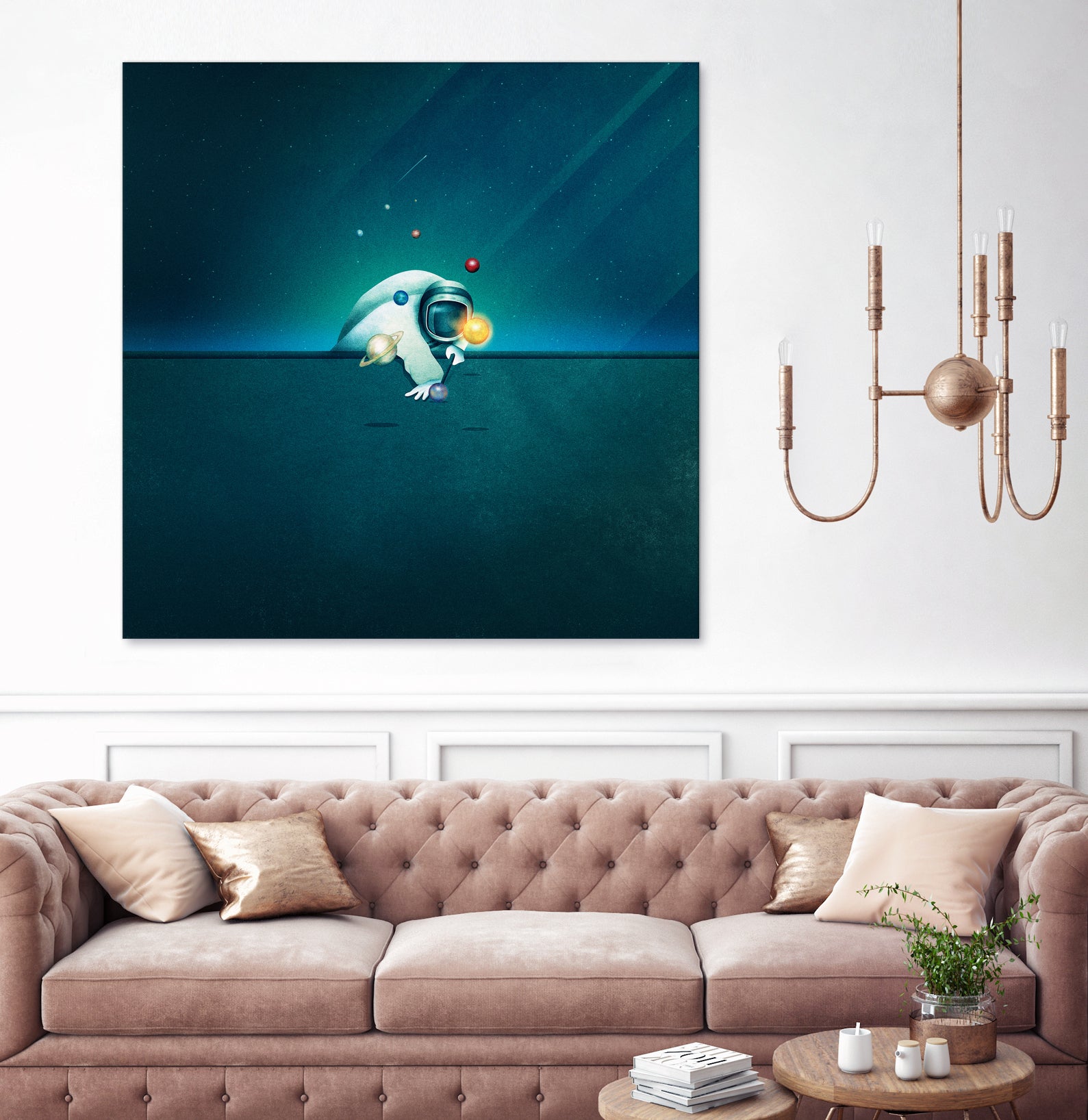 Astronaut Billards by Romina Lutz on GIANT ART - green digital painting