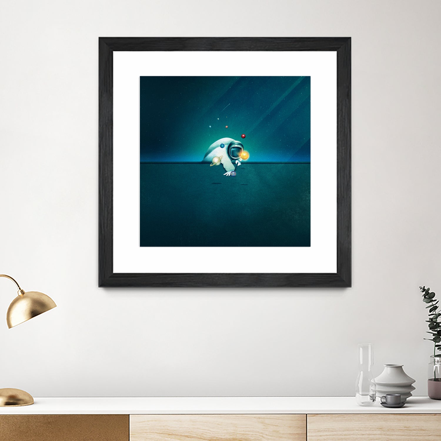 Astronaut Billards by Romina Lutz on GIANT ART - green digital painting