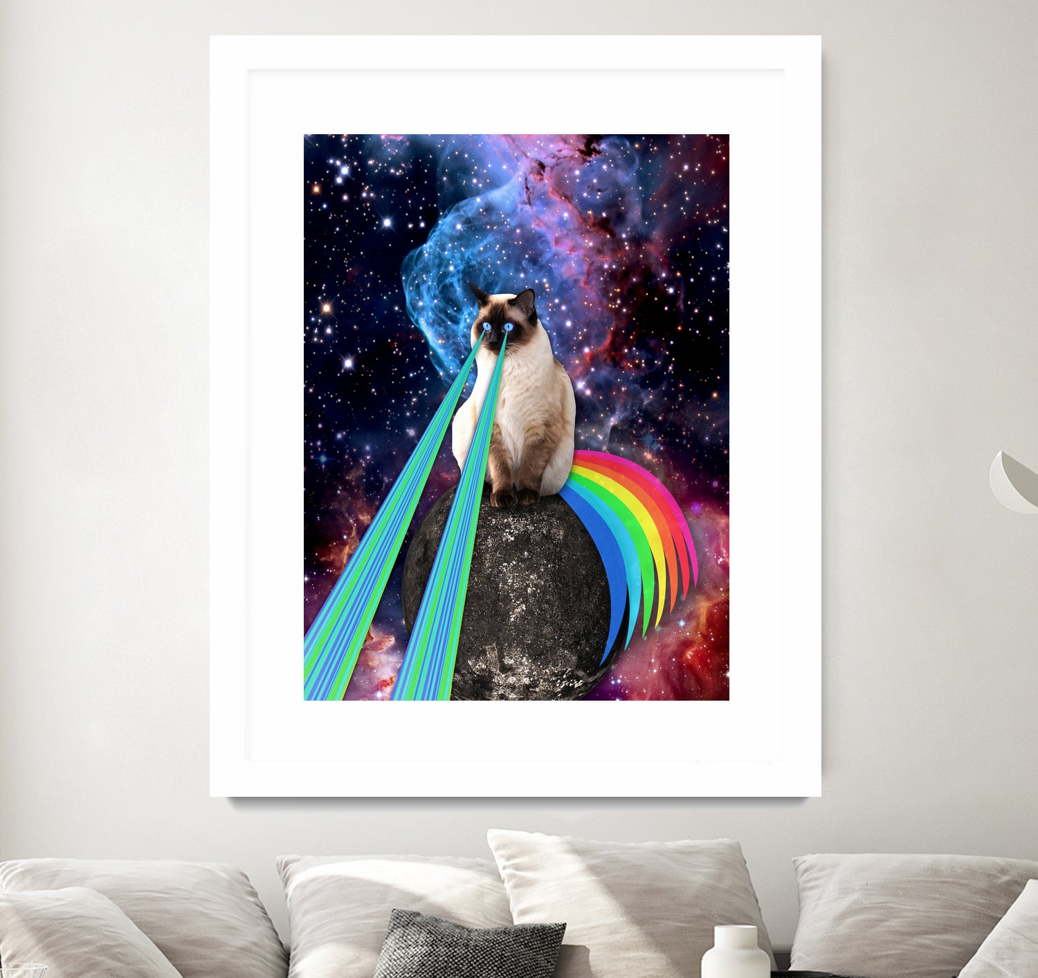 SIAMESE LASER CAT by Gloria Sánchez on GIANT ART - blue photo illustration