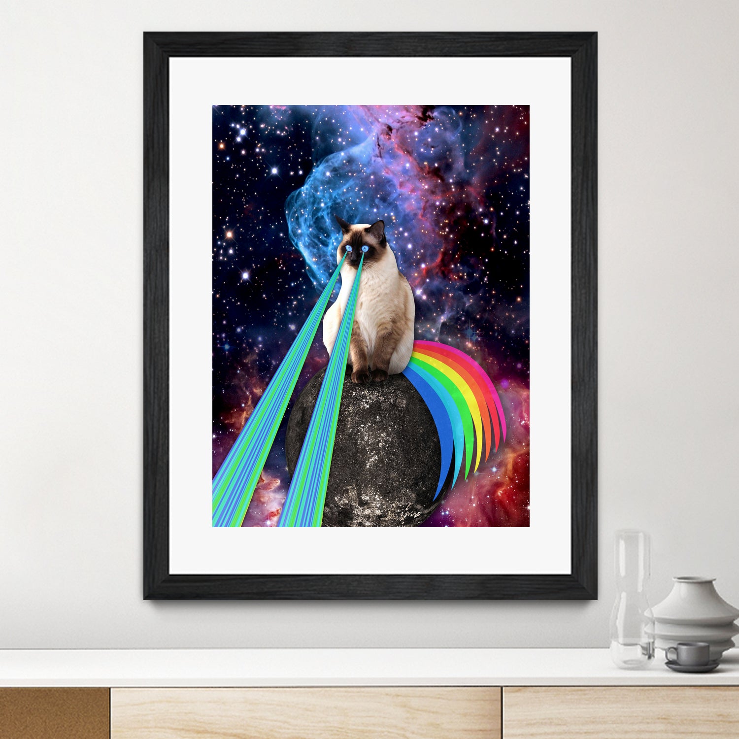 SIAMESE LASER CAT by Gloria Sánchez on GIANT ART - blue photo illustration