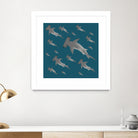 School of hammerhead sharks by Rodrigo Esparza-Salas on GIANT ART - blue digital drawing