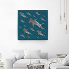 School of hammerhead sharks by Rodrigo Esparza-Salas on GIANT ART - blue digital drawing