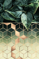 Leaves and Cubes 2 by Elisabeth Fredriksson on GIANT ART - green digital drawing