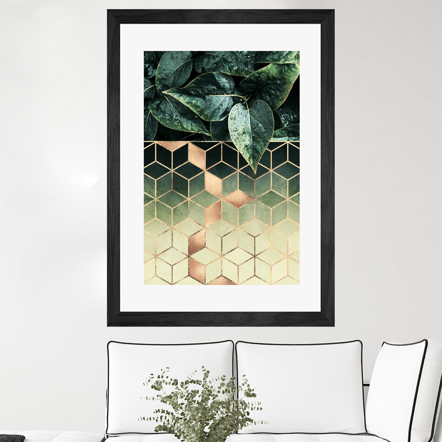 Leaves and Cubes 2 by Elisabeth Fredriksson on GIANT ART - green digital drawing