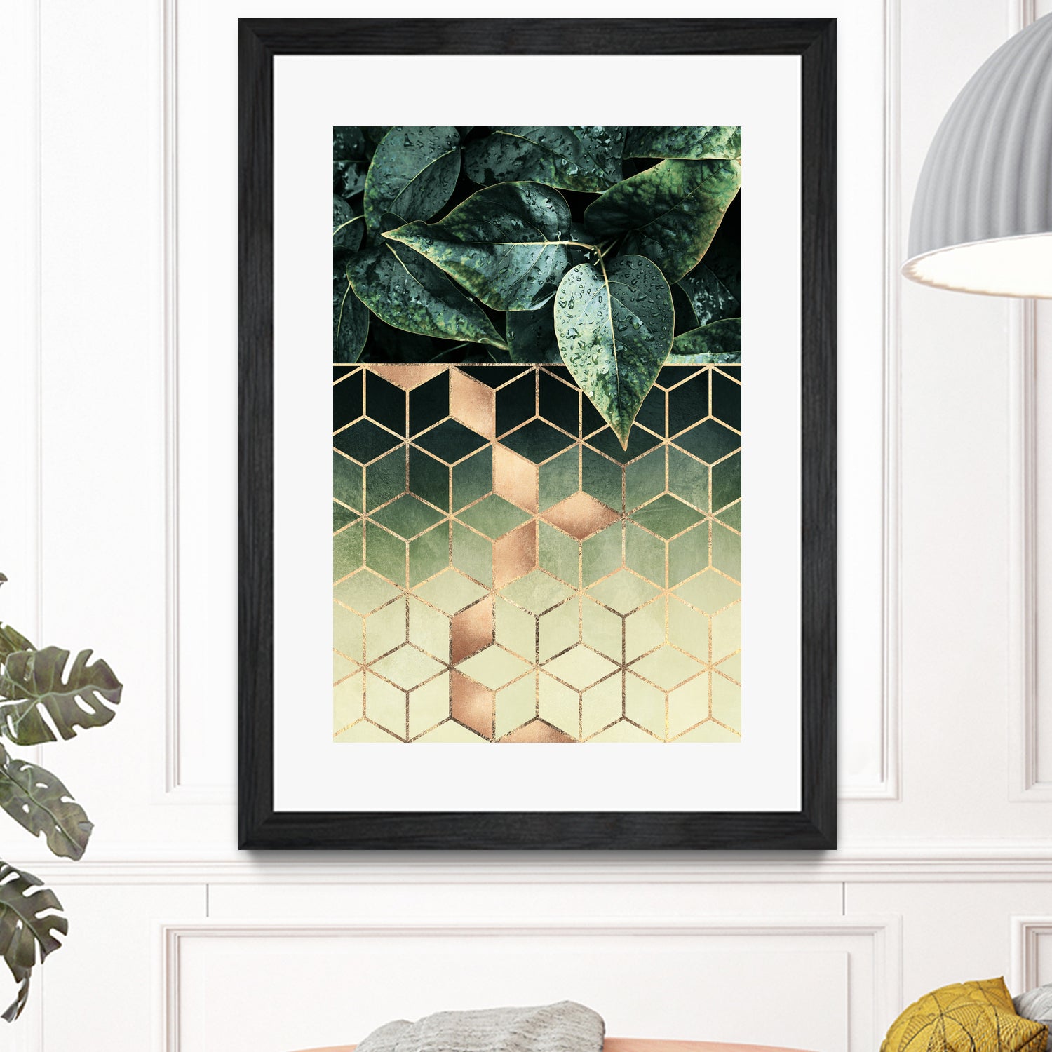 Leaves and Cubes 2 by Elisabeth Fredriksson on GIANT ART - green digital drawing