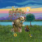 Saint Francis Blesses Two Dachshunds by Jean Fitzgerald on GIANT ART - blue digital painting