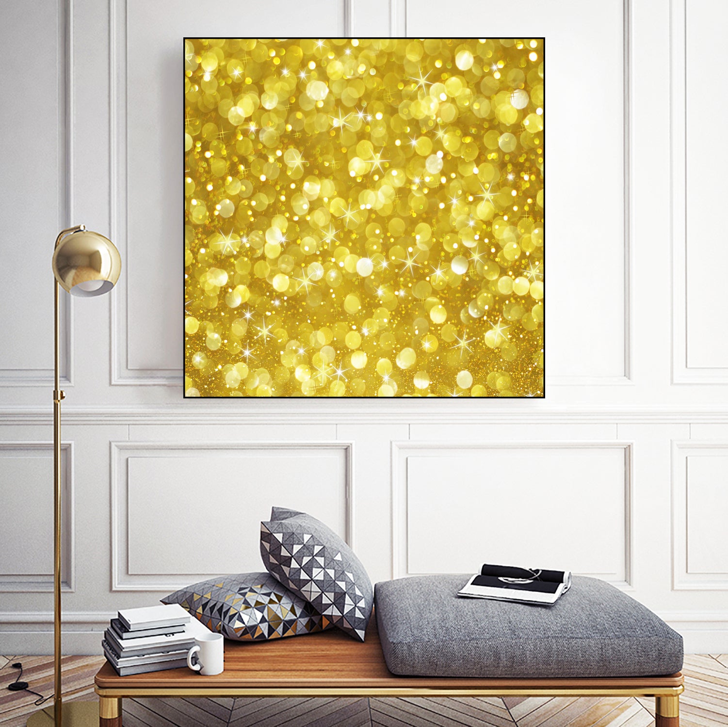 Glam gold bokeh glitter by dushan Medich on GIANT ART - yellow digital painting