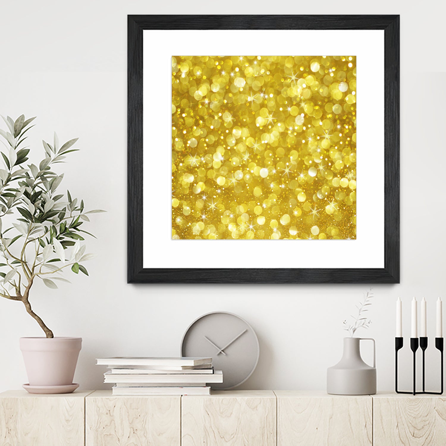 Glam gold bokeh glitter by dushan Medich on GIANT ART - yellow digital painting