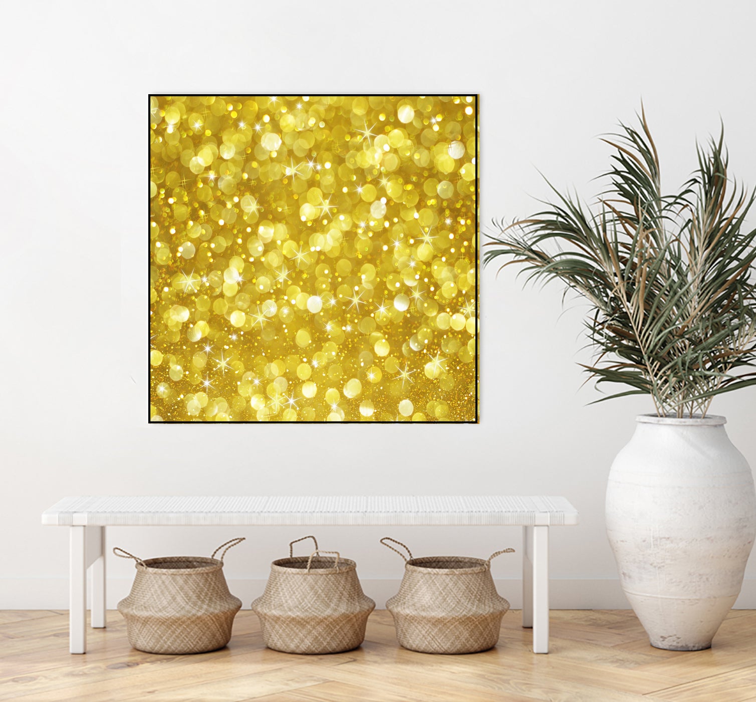 Glam gold bokeh glitter by dushan Medich on GIANT ART - yellow digital painting