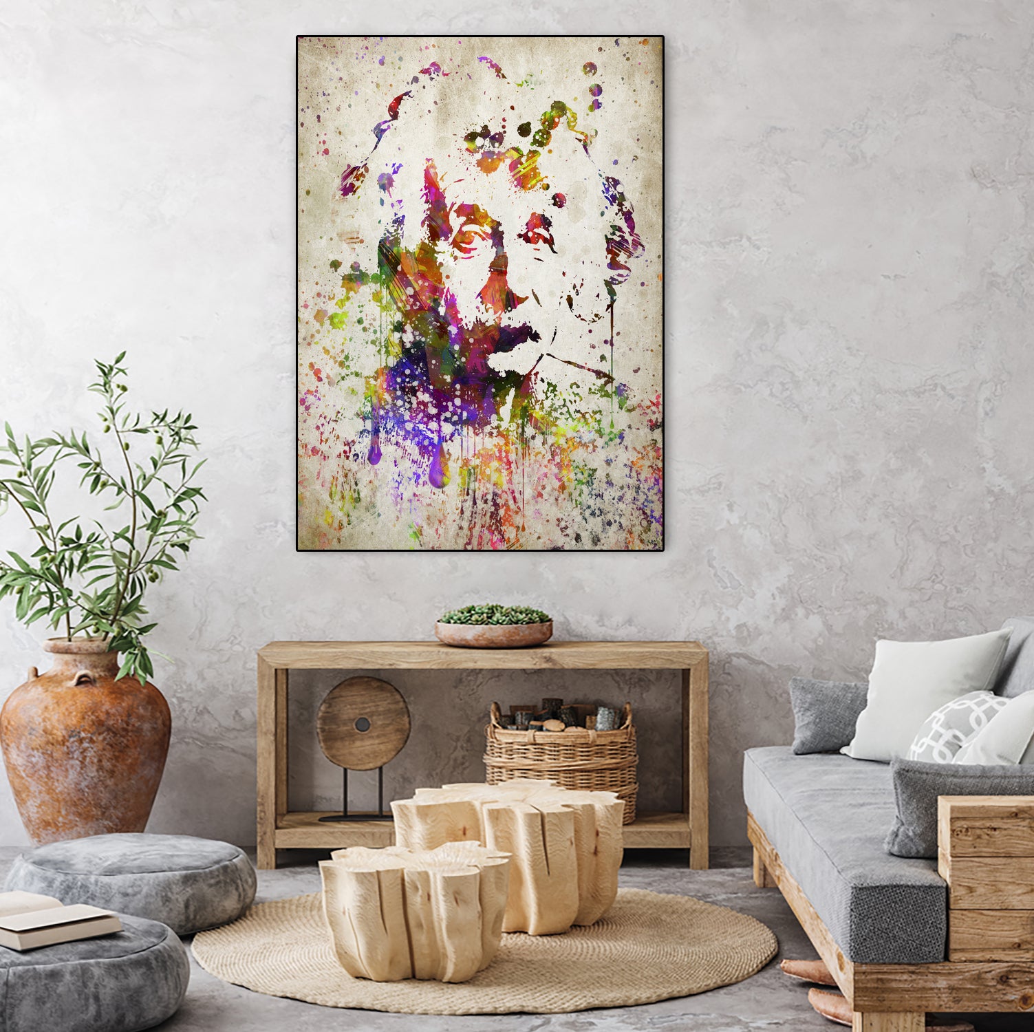 Albert Einstein in Color by Aged Pixel on GIANT ART - red digital drawing