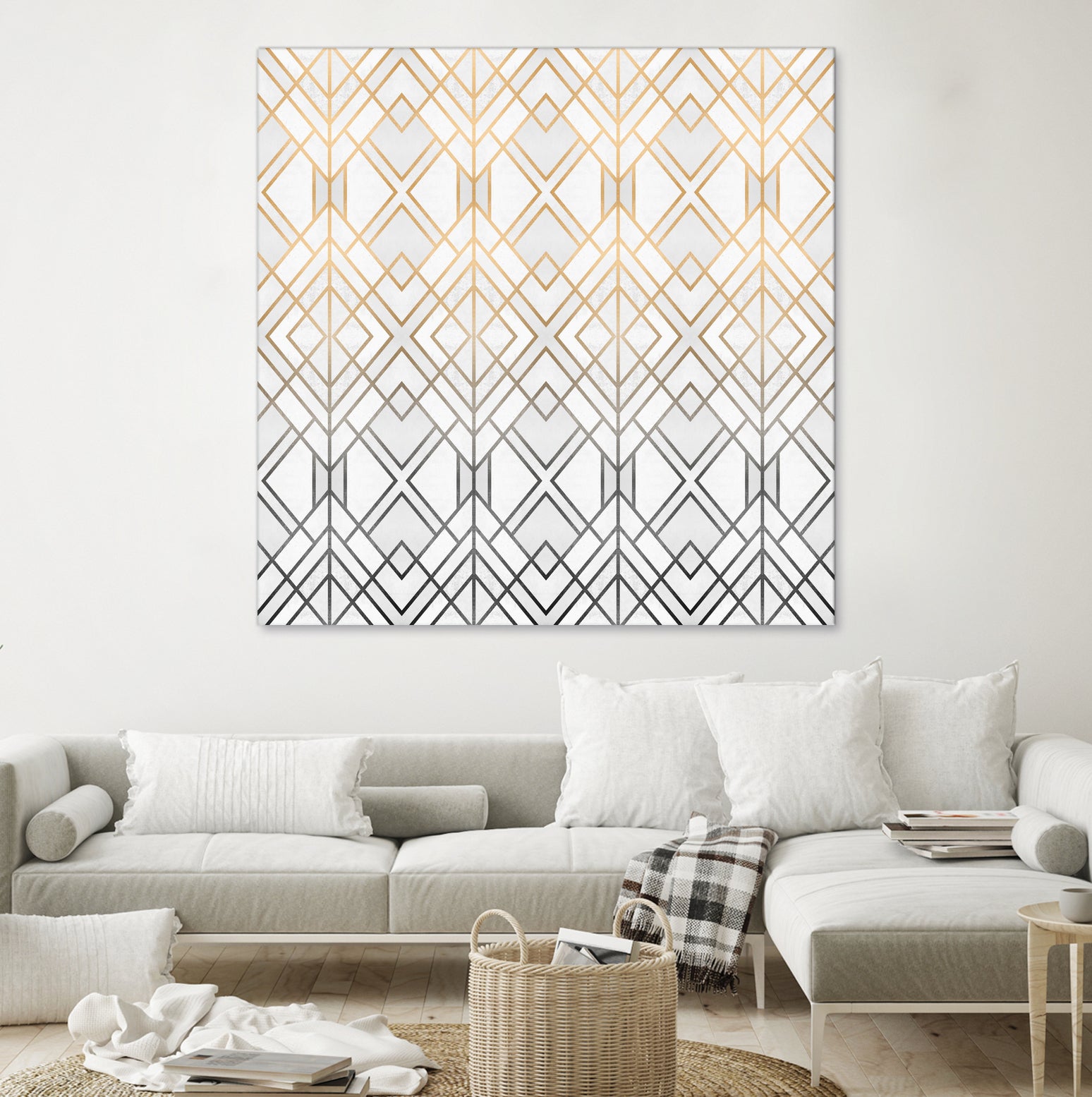 Gold And Grey Geo by Elisabeth Fredriksson on GIANT ART - white digital painting