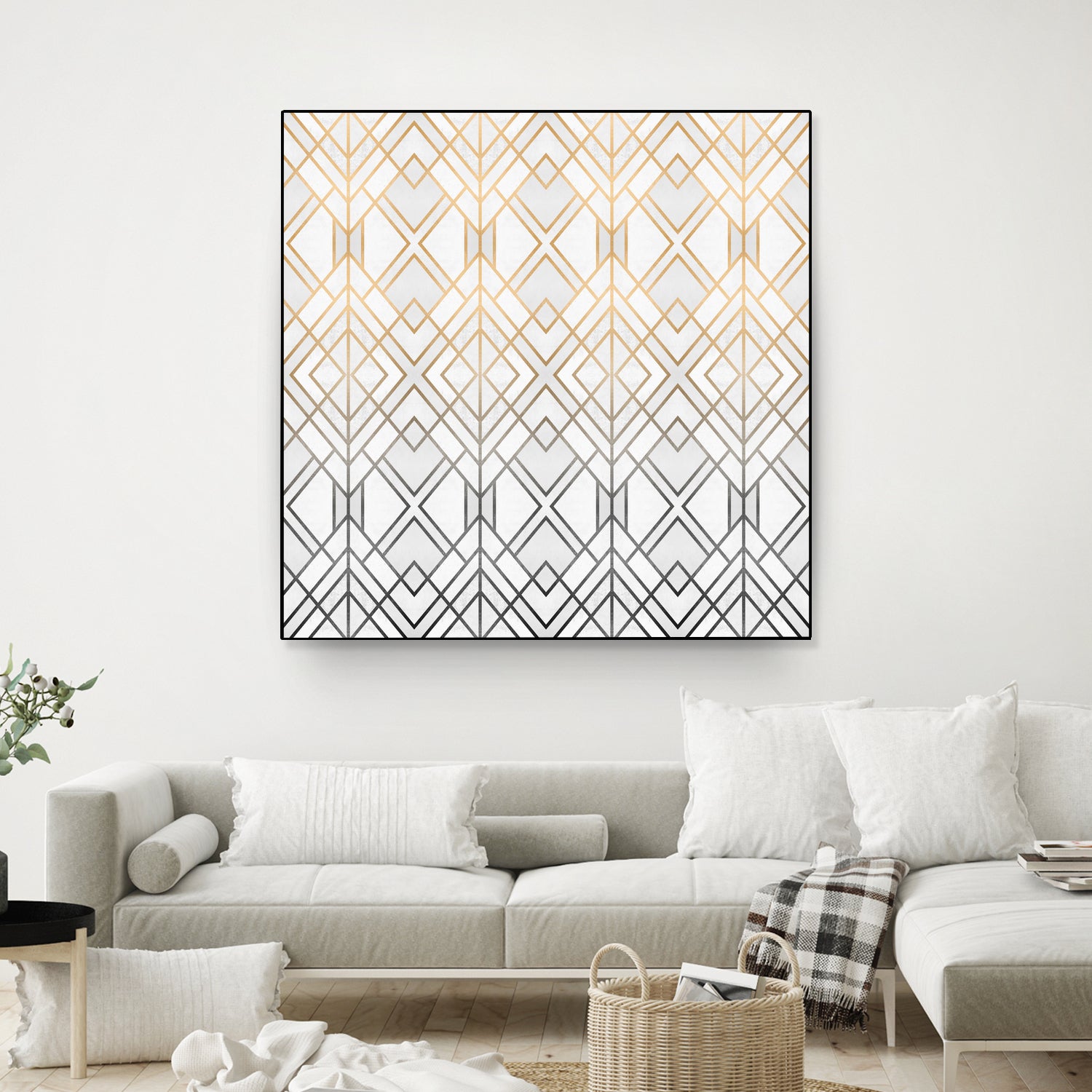 Gold And Grey Geo by Elisabeth Fredriksson on GIANT ART - white digital painting