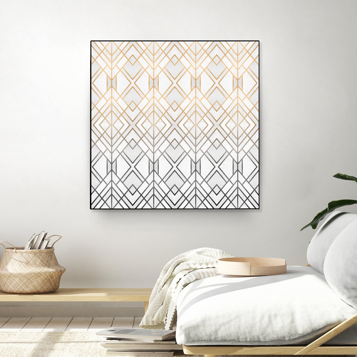 Gold And Grey Geo by Elisabeth Fredriksson on GIANT ART - white digital painting