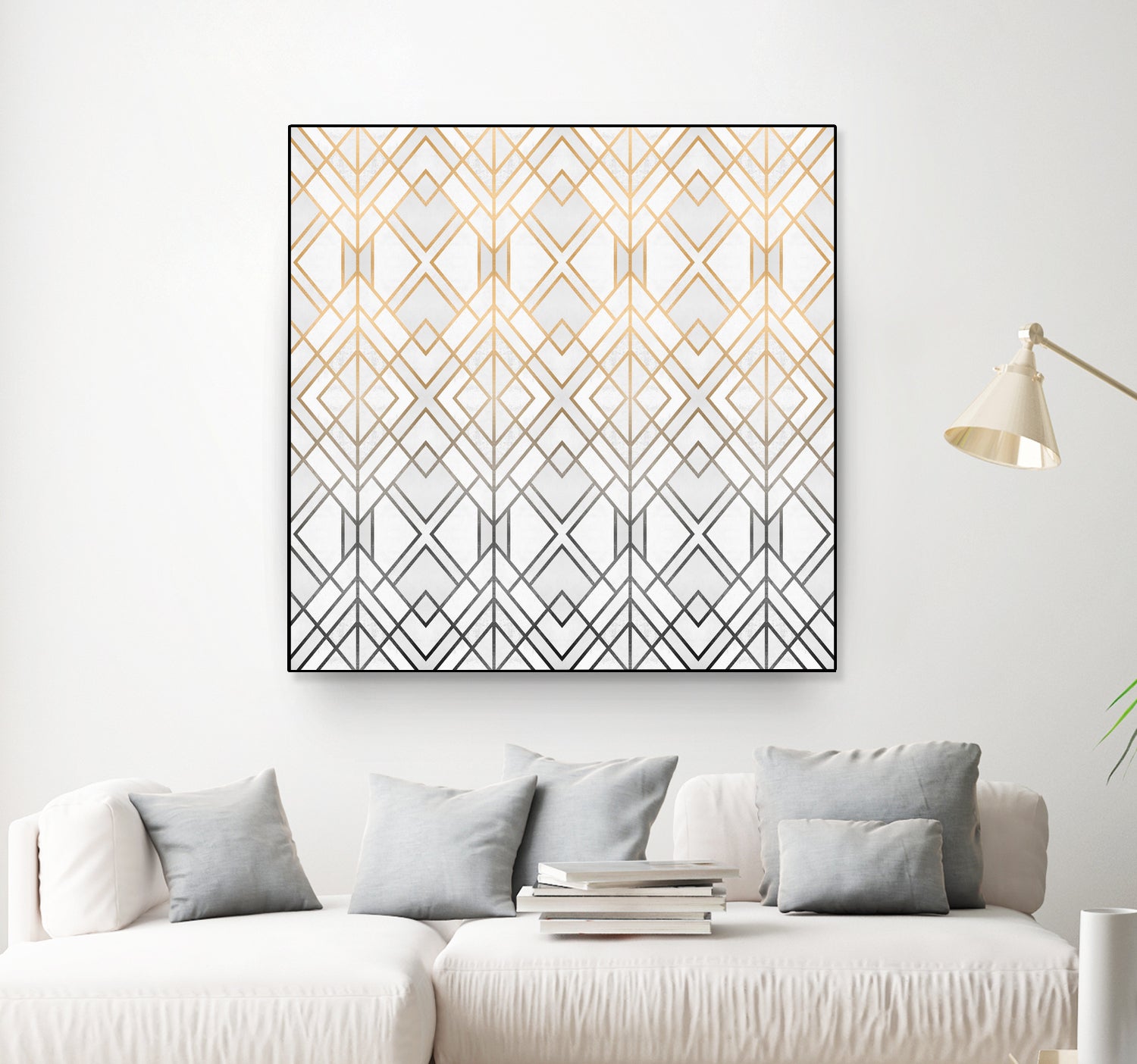 Gold And Grey Geo by Elisabeth Fredriksson on GIANT ART - white digital painting