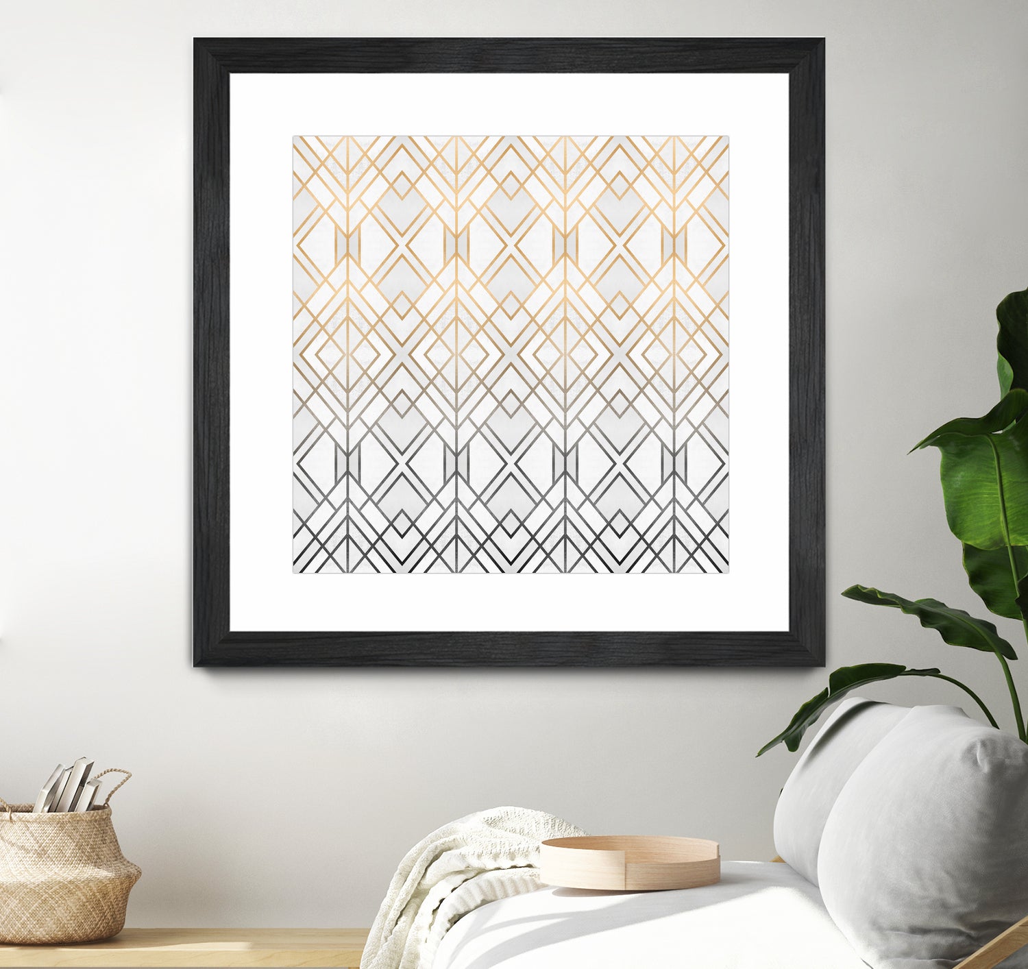 Gold And Grey Geo by Elisabeth Fredriksson on GIANT ART - white digital painting