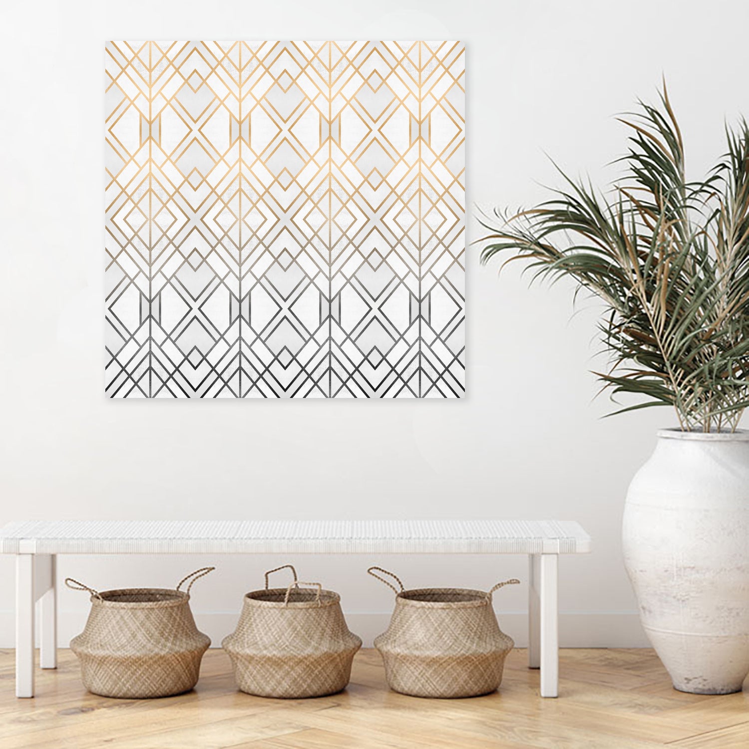 Gold And Grey Geo by Elisabeth Fredriksson on GIANT ART - white digital painting
