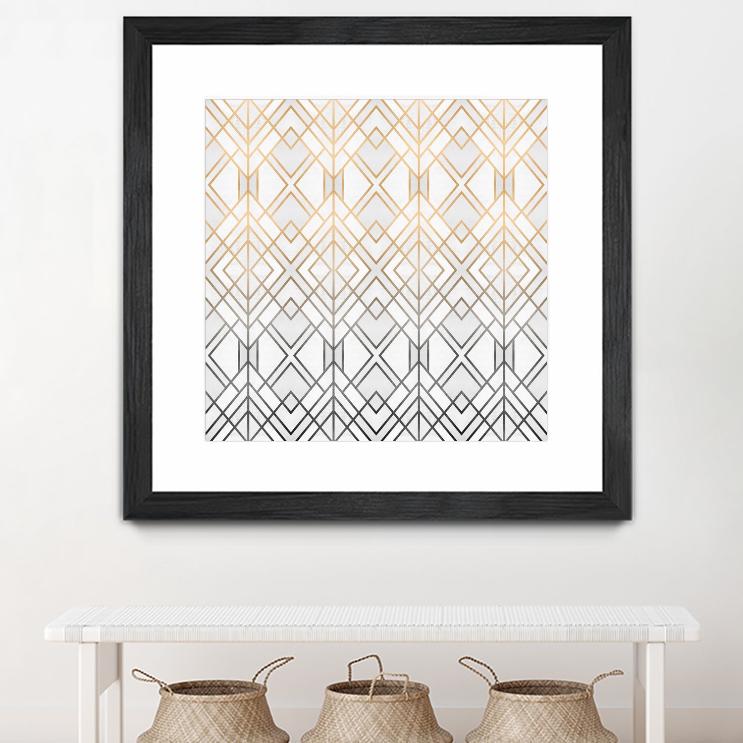 Gold And Grey Geo by Elisabeth Fredriksson on GIANT ART - white digital painting