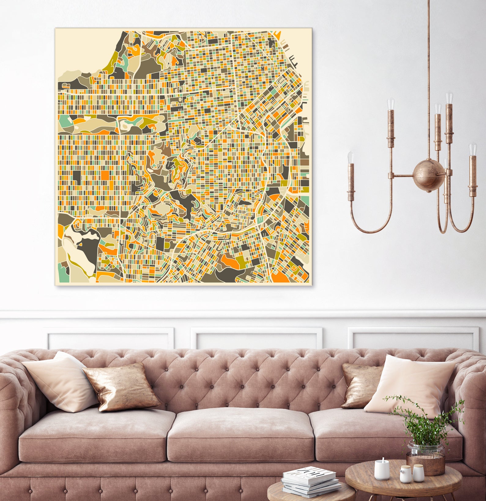 San Francisco map by Jazzberry Blue on GIANT ART - pink vector illustration