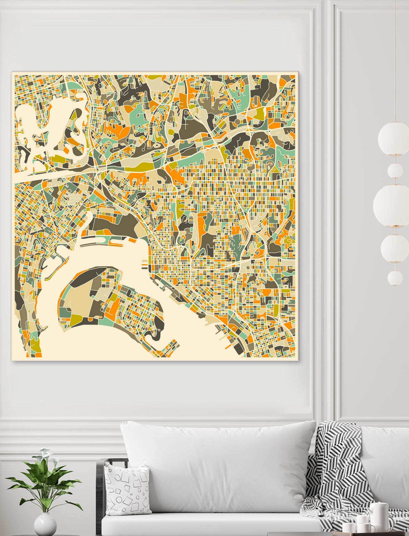 San Diego Map by Jazzberry Blue on GIANT ART - orange vector illustration