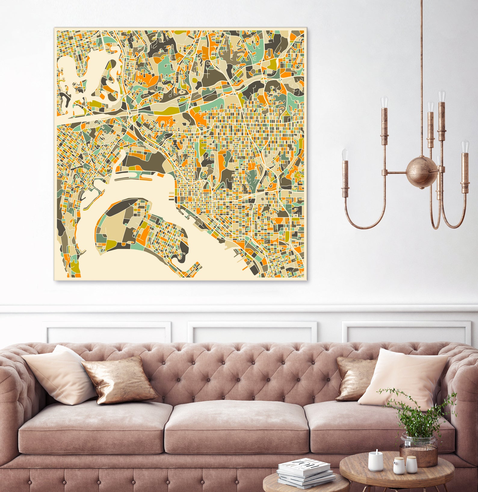 San Diego Map by Jazzberry Blue on GIANT ART - orange vector illustration