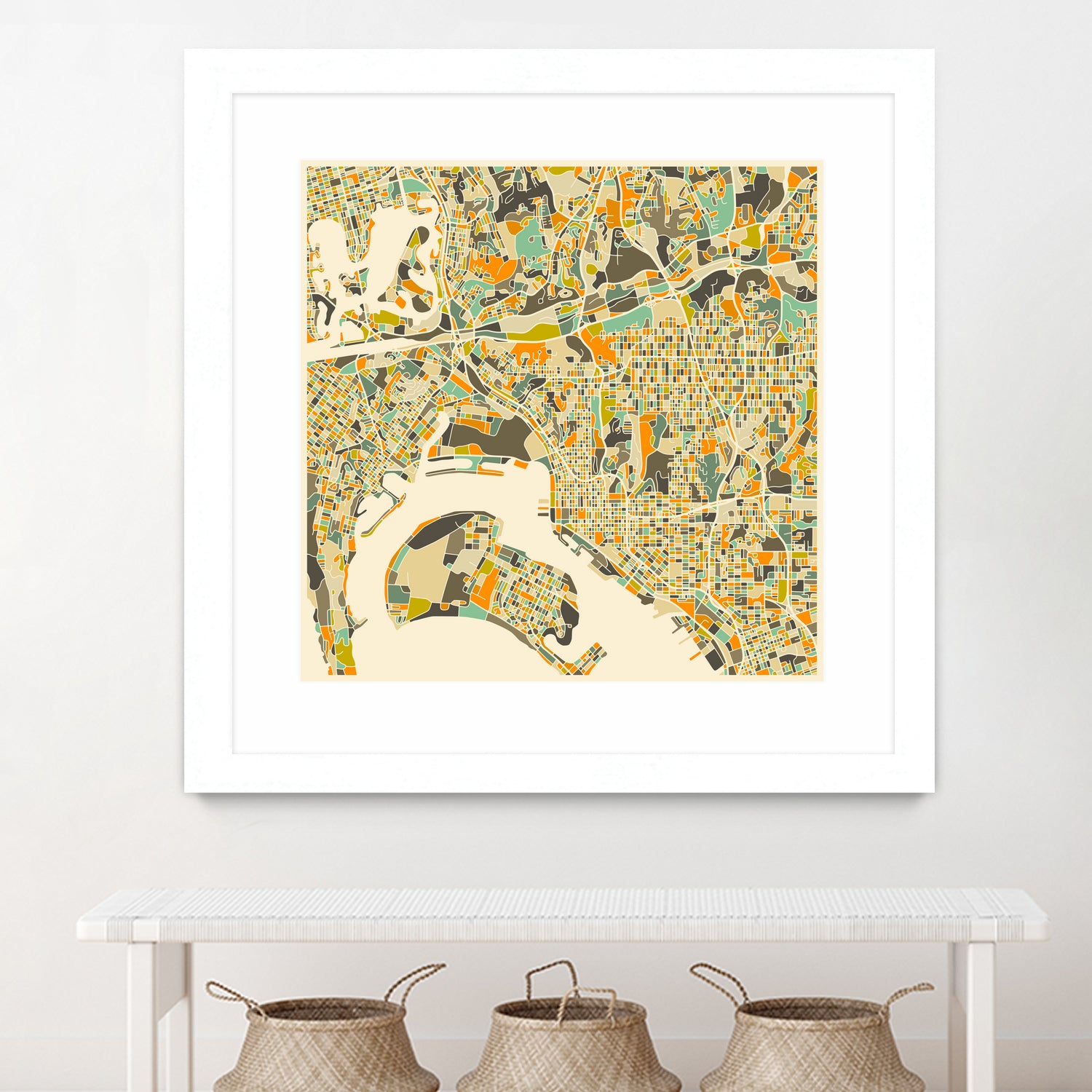 San Diego Map by Jazzberry Blue on GIANT ART - orange vector illustration