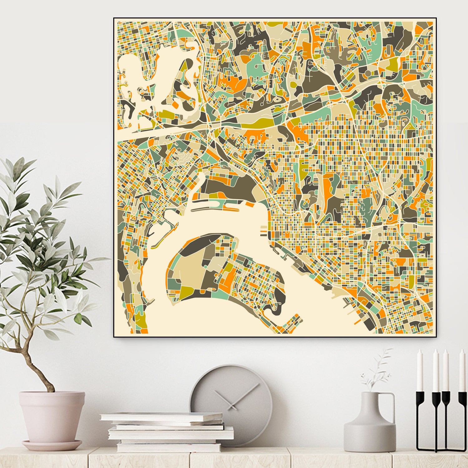 San Diego Map by Jazzberry Blue on GIANT ART - orange vector illustration