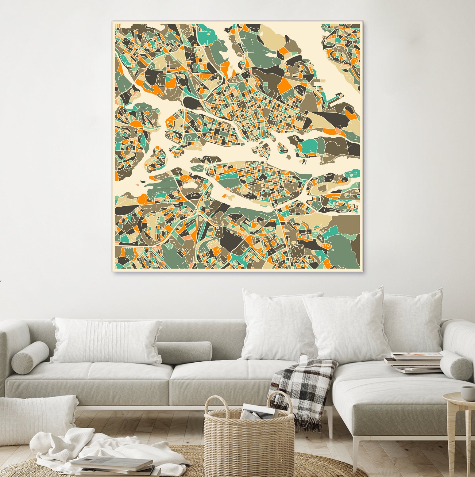 Stockholm Map by Jazzberry Blue on GIANT ART - pink vector illustration