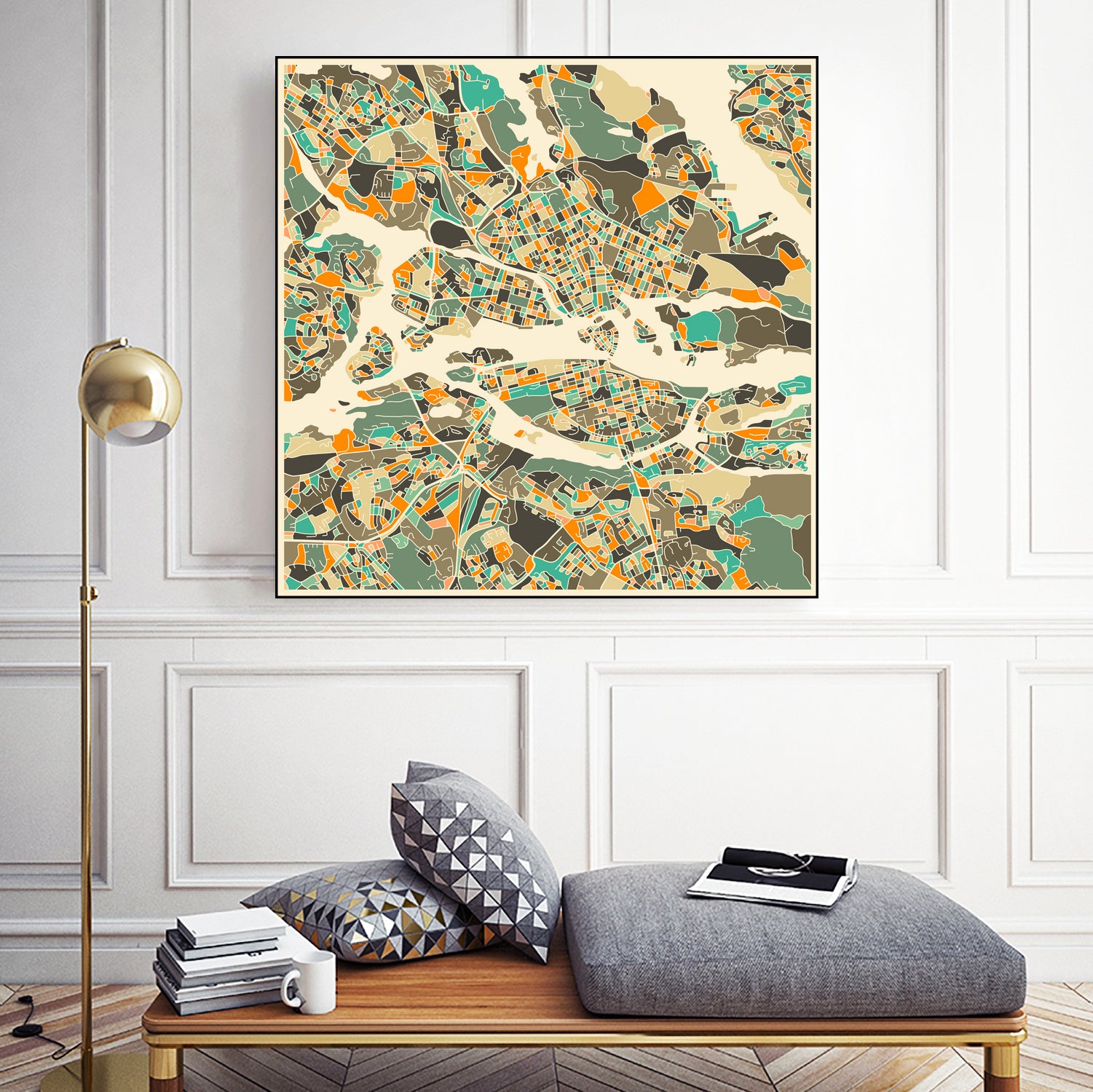 Stockholm Map by Jazzberry Blue on GIANT ART - pink vector illustration