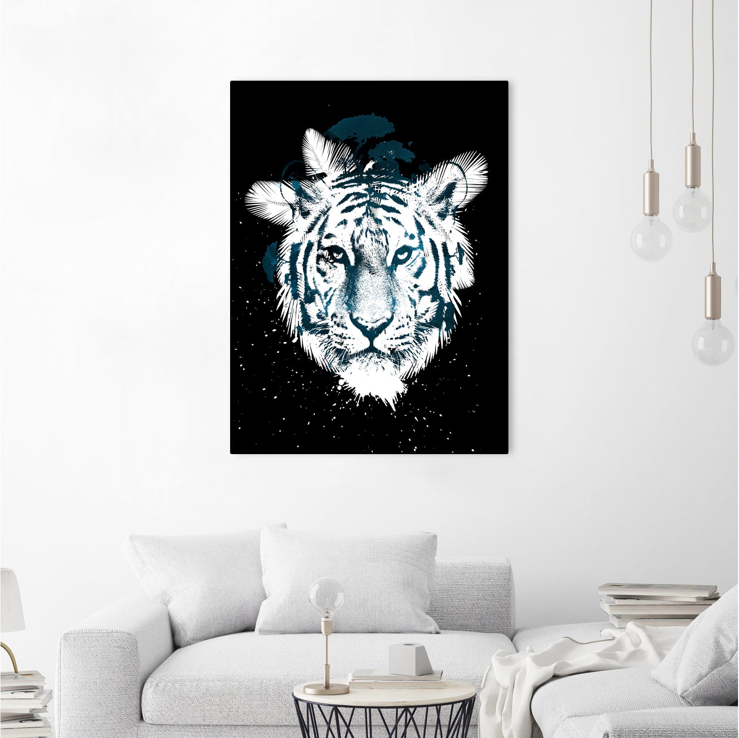 white tiger by Robert Farkas on GIANT ART - blue digital painting