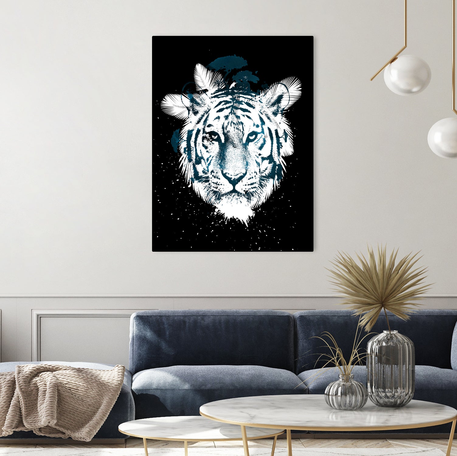 white tiger by Robert Farkas on GIANT ART - blue digital painting