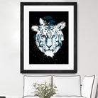 white tiger by Robert Farkas on GIANT ART - blue digital painting