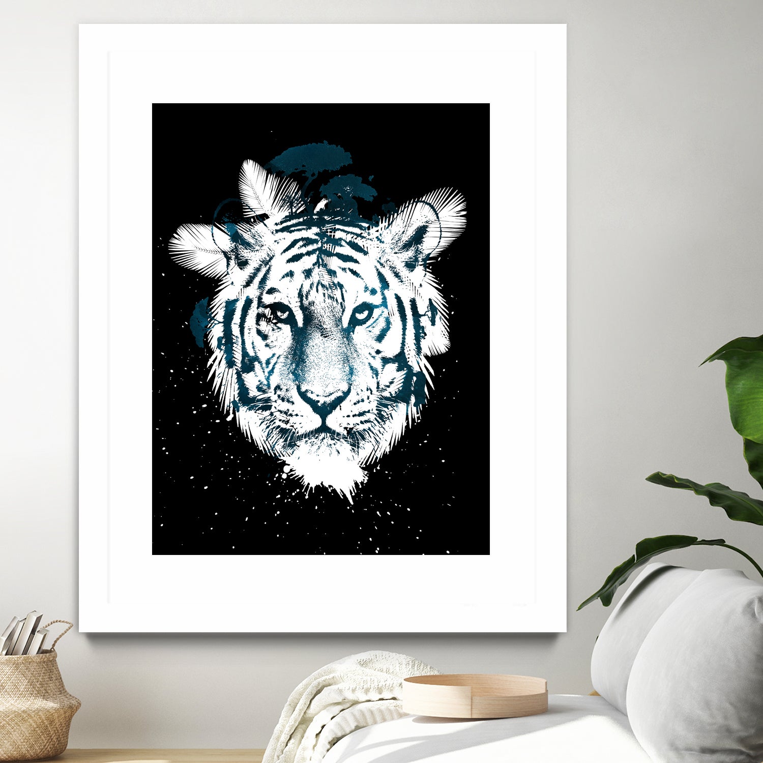 white tiger by Robert Farkas on GIANT ART - blue digital painting