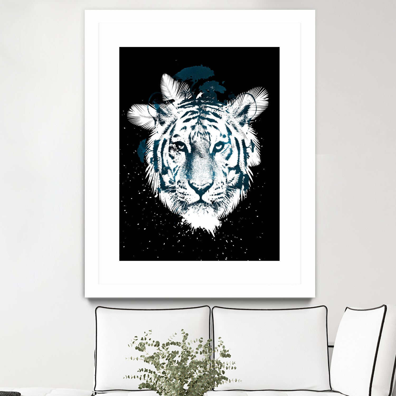 white tiger by Robert Farkas on GIANT ART - blue digital painting