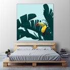 Green Toucan Tropical Banana Leaves Pattern by Brigitte Carre on GIANT ART - green digital painting