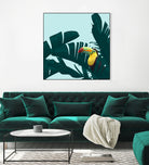 Green Toucan Tropical Banana Leaves Pattern by Brigitte Carre on GIANT ART - green digital painting